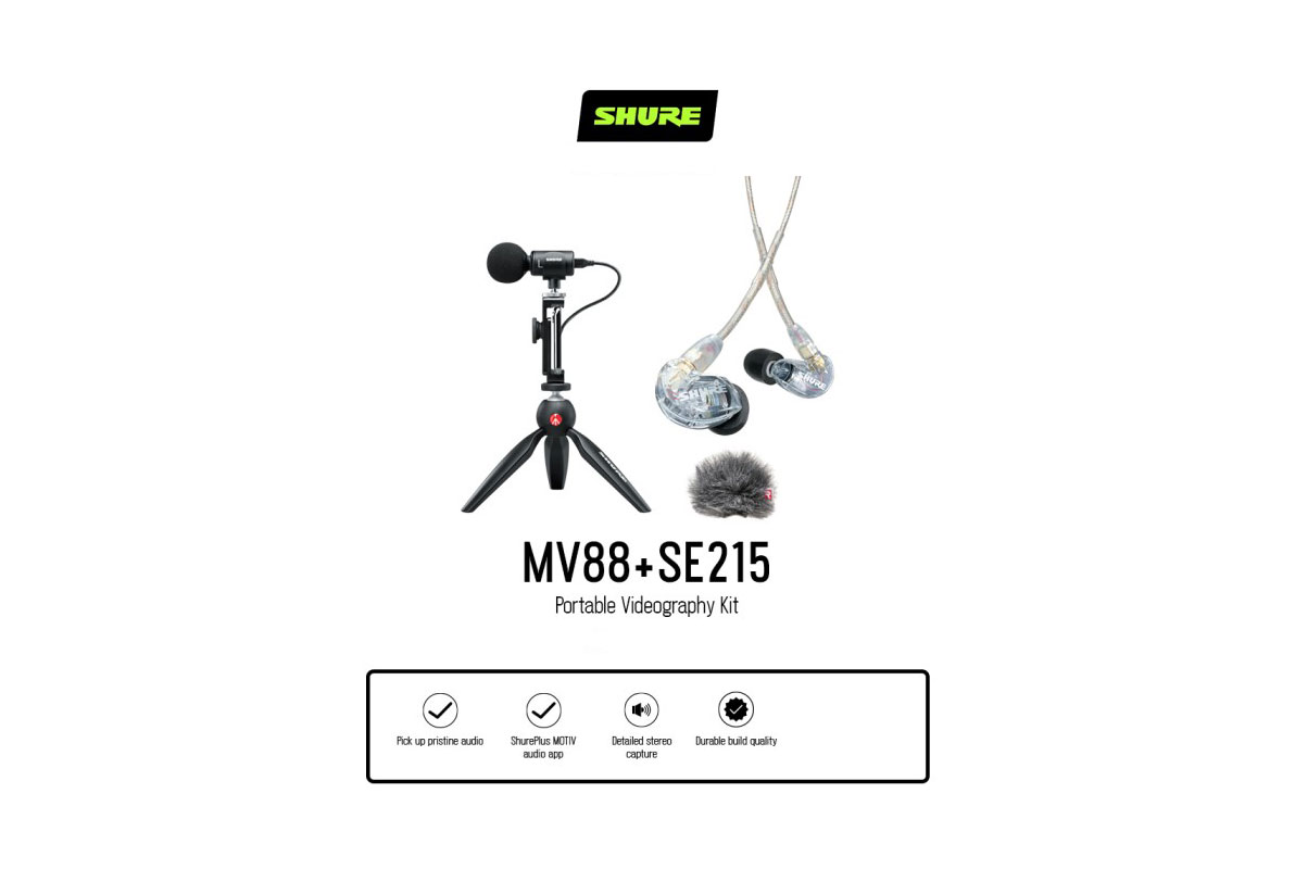 Shure MV88+SE215-CL- A - PODCAST VIDEOGRAPHY KIT PROFESIONAL